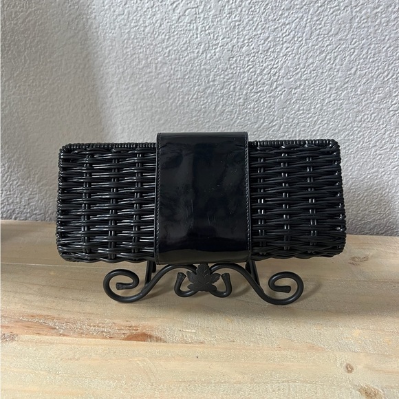 Tory Burch Black Provence Woven Clutch - Picture 2 of 6